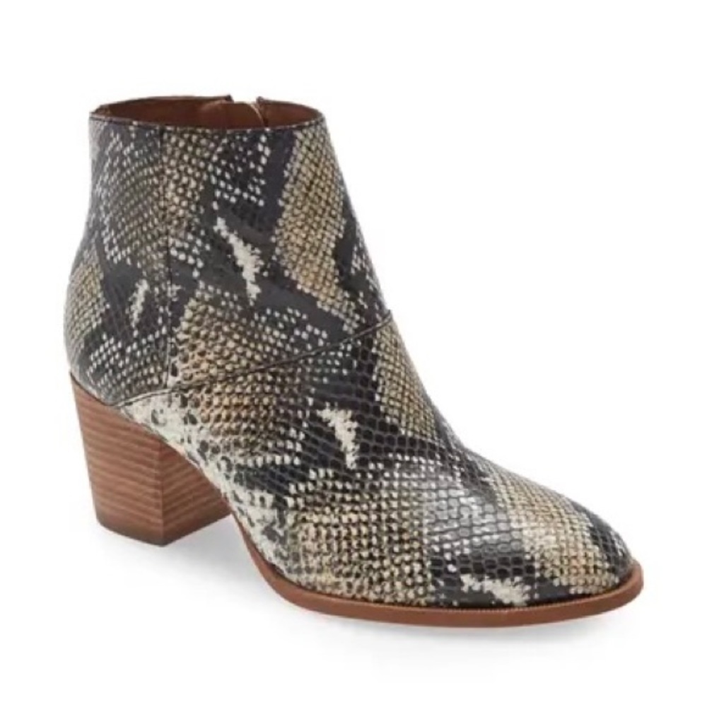 Madewell Rosie Snake Embossed Leather Ankle Bootie